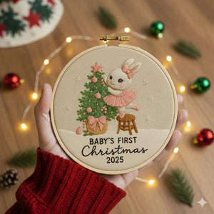 Baby s First Christmas Embroidery Hoop Ornament, Personalized Embroidered Keepsake, Custom Name Hoop, Newborn Christmas Gift, Baby Ornament