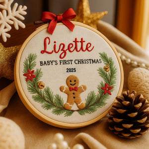 Baby s First Christmas Embroidery Hoop Ornament, Personalized Embroidered Keepsake, Custom Name Hoop, Newborn Christmas Gift, Baby Ornament