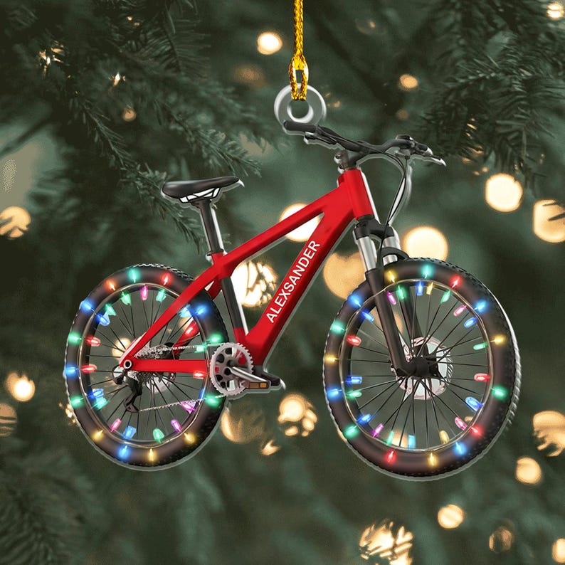 Personalized Name Bicycle Christmas Ornaments, Christmas Gifts For Bicycle Rider, Cycling Ornament, Bicycle Gift, Biker Xmas Ornament 2025