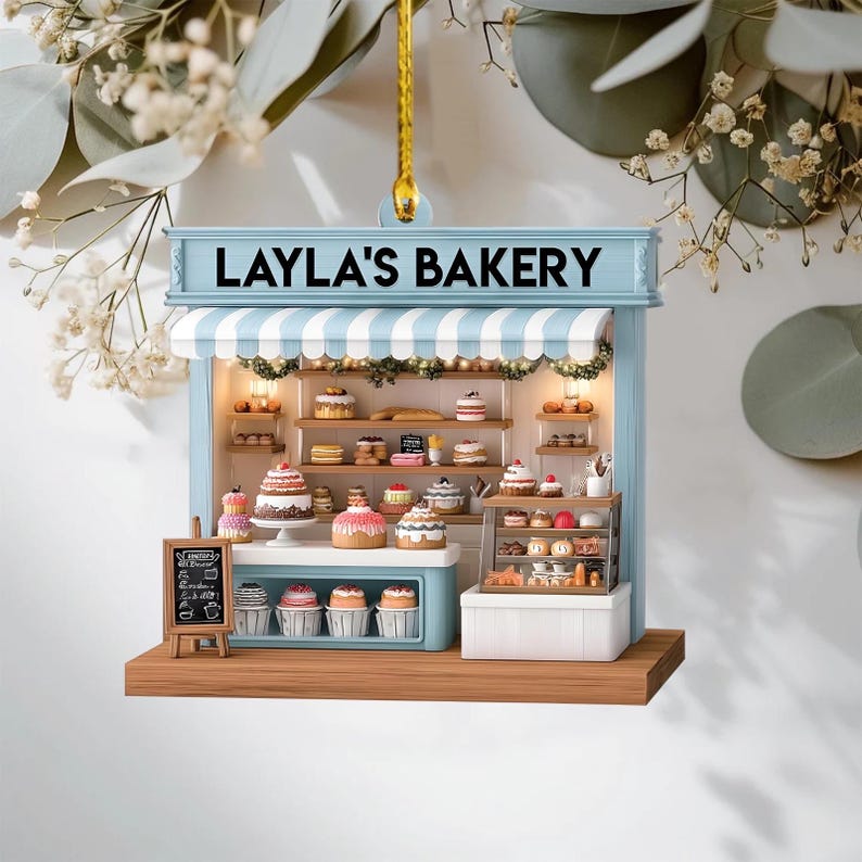 Custom Name Bakery Christmas Ornament, Personalized Bakery Keepsake 2025 Gift, Acrylic Ornament 2D FLAT, Gift For Baking Lover, Xmas Decor