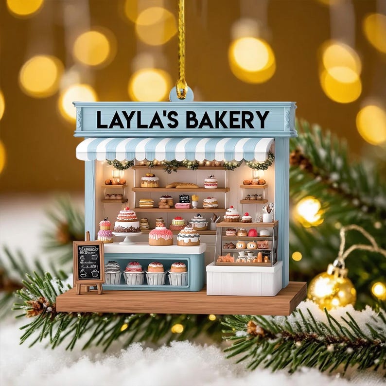 Custom Name Bakery Christmas Ornament, Personalized Bakery Keepsake 2025 Gift, Acrylic Ornament 2D FLAT, Gift For Baking Lover, Xmas Decor