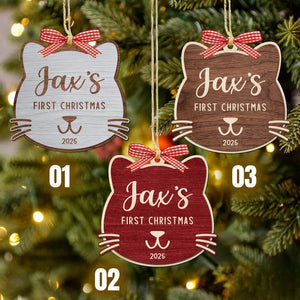Personalized Cat Christmas Ornament: Custom Pet Keepsake for Cat Lovers, Wooden Cat Ornament