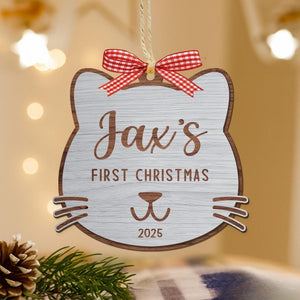 Personalized Cat Christmas Ornament: Custom Pet Keepsake for Cat Lovers, Wooden Cat Ornament