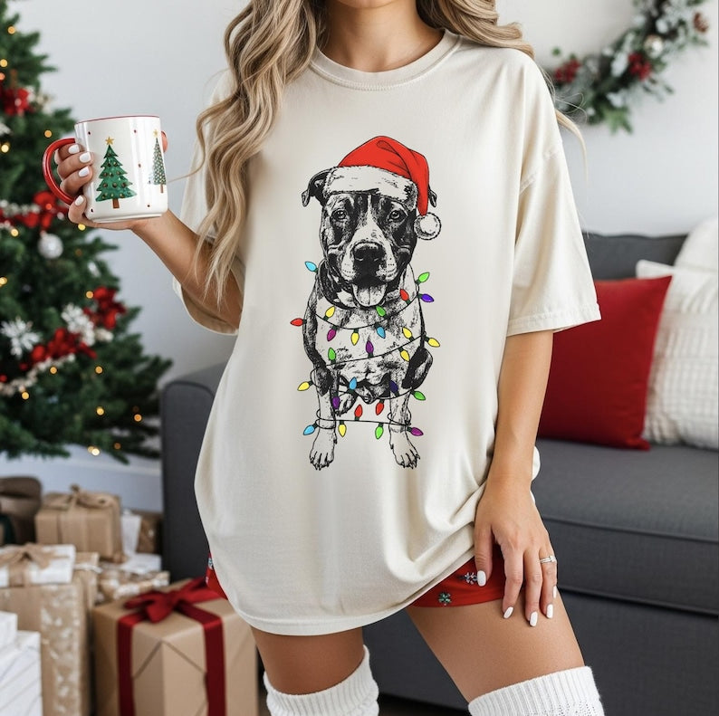 Custom Pet Christmas T-Shirt with Photo & Name| Personalized Pet Portrait Shirt | Custom Dog Cat Graphic Tee | Pet Lover Gift