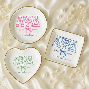 Custom Chinoiserie Greek Sorority Trinket Dish: Sorority Initiation Gift, Coquette Girls Sorority Gifts