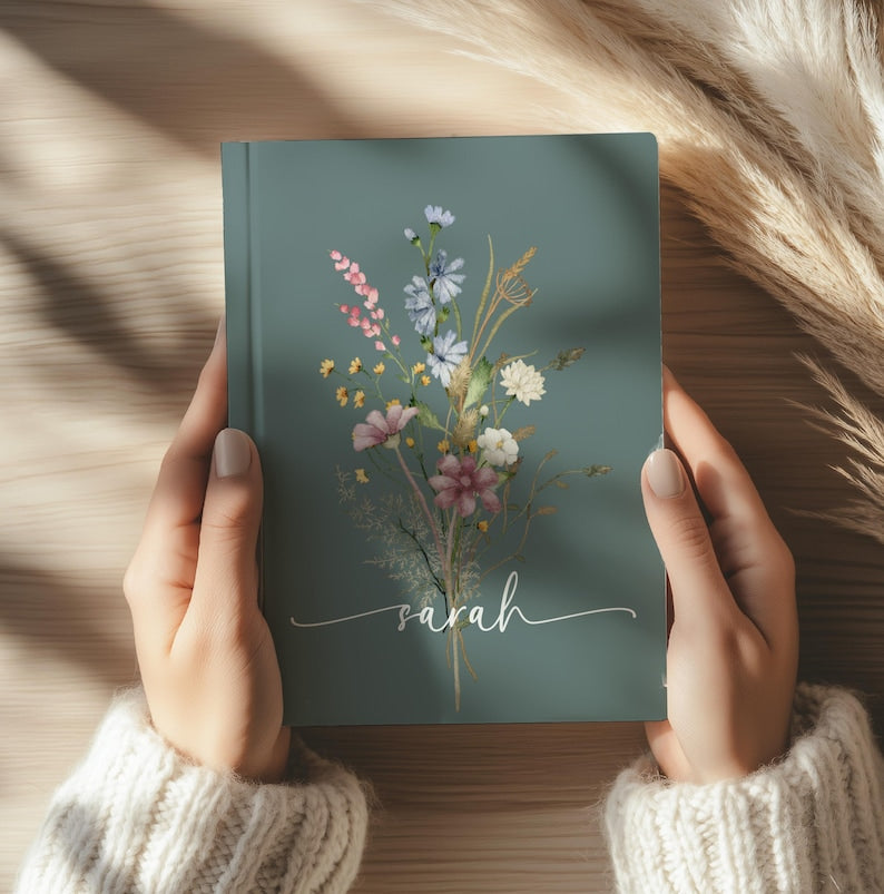 Personalized Wildflower Journal: Custom Floral Hardcover Notebook