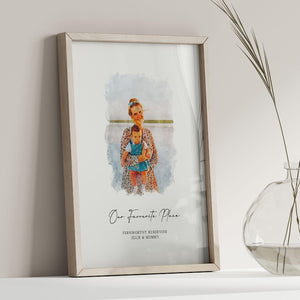 Personalised Mother's Day Portrait: Custom Watercolour From Photo Print