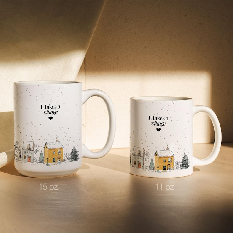 It Takes a Village Mug Personalized Teacher Gift Christmas Mug Nanny Gift Coffee Cup Custom Thank You Gift for Teacher Volunteer Gift Coach