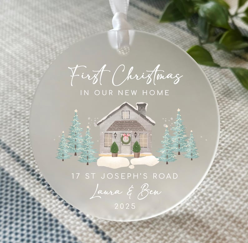 New Home Personalised Frosted Christmas Ornament New Home Gift | Christmas In New Home | First Home 2025 | Christmas Gift | Christmas