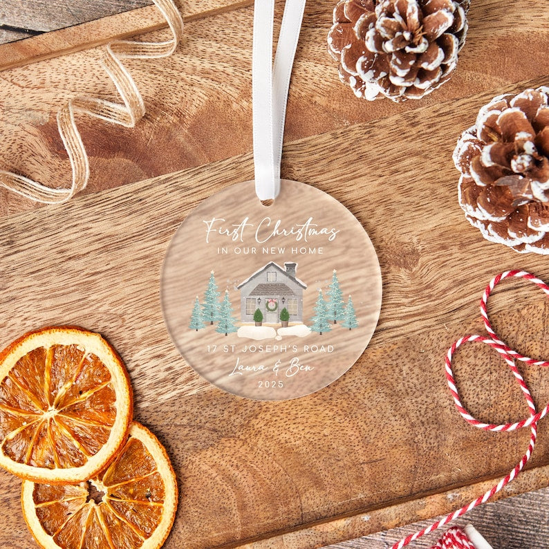 New Home Personalised Frosted Christmas Ornament New Home Gift | Christmas In New Home | First Home 2025 | Christmas Gift | Christmas
