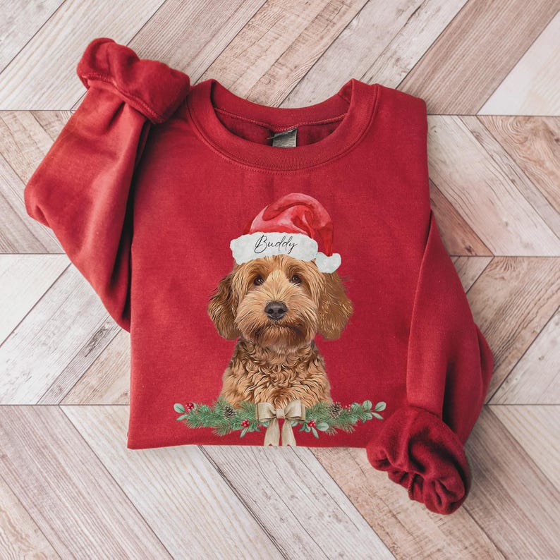 Custom Pet Christmas Portrait Sweatshirt: Personalized Dog/Cat Photo Gift