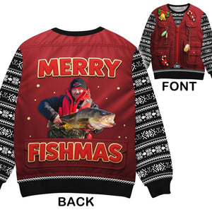 Merry Fishmas Ugly Christmas Sweater: Funny Fisherman Holiday Outfit