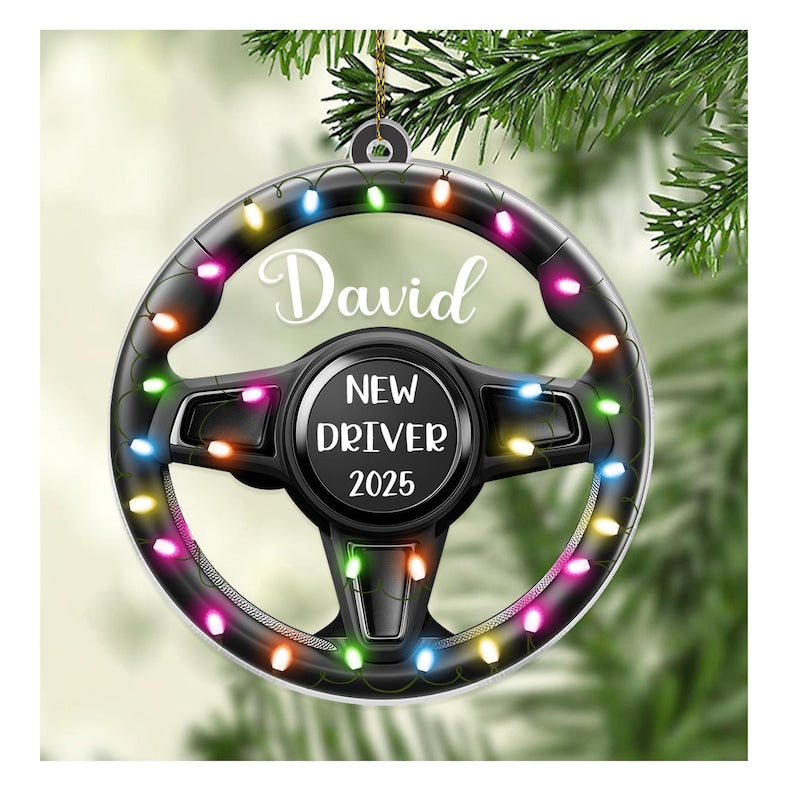 Personalized New Driver Ornament 2025, Driver s License Ornament 2D Flat, First Time Driver Christmas Gift Keepsake, Funny Teen Permit Gift