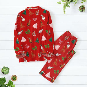 Chicken Christmas Tree Pajamas Set, Merry Christmas Bows Holiday Pajamas, Animals Xmas Pjs For Women Kids, Funny Farmer Loungewear Gift