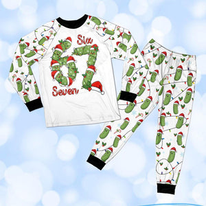 Matching 67 Pickle Christmas PJs, Funny 6 7 Meme Sleepwear, Ugly Xmas Gift for Family, Viral Pajamas Set, Christmas Pickle Gift Pajamas