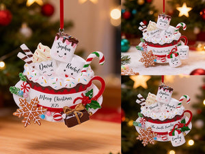 Personalized Resin Family Ornament, Coffee Cup Christmas Family Ornament, Marshmallow Family Of 3,4,5,Xmas Ornament 2025, Christmas Decor.