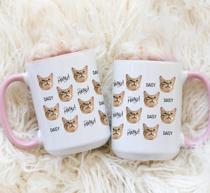 Personalized Pet Photo Ceramic Mug : Custom Dog or Cat Iced Coffee Cup