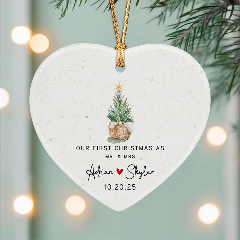 First Christmas Married Ornament 2025, Our First Christmas As Mr & Mrs Ornament, Wedding Date Ornament, Newlywed Keepsake Ornament