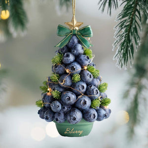 Custom Name Blueberry Shaped Christmas Tree Ornament, Personalized Fruit Xmas Gift, Funny Gardener Farmer Xmas Tree Keepsake, Fruit Lovers