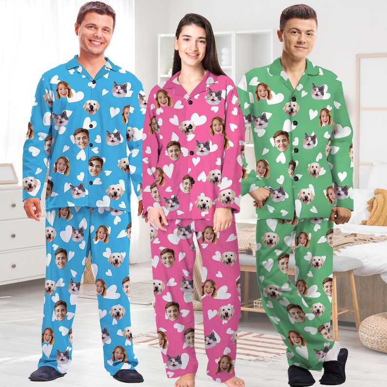 Custom Face Pajama Set: Personalized Photo Pajamas, Matching Couple PJs