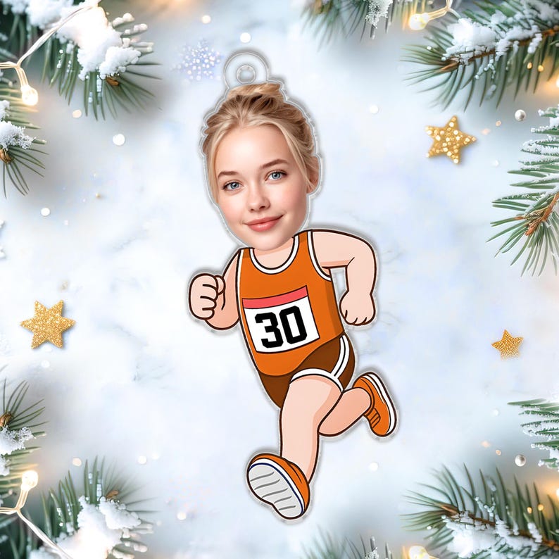 Custom Funny Runner Ornament, Marathon Christmas Decoration, Running Lover Gift, Holiday Keepsake For Track Fans, Holiday Gift For Runners