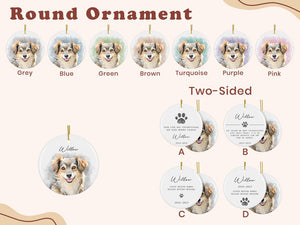 Custom Pet Memorial Ornament, Personalized Pet Portrait Keepsake, Pet Loss Gift, In Loving Memory Christmas Ornament, Pet Ornament