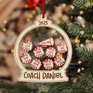 Personalized Cheer Coach 4D Shaker Ornament 2025, Custom Team Names Ornament, Cheerleader Gift for Coach, Cheerleading Christmas Ornament