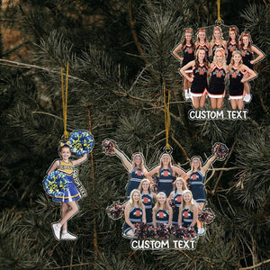 Custom Cheerleader Photo Ornament, Cheerleader Christmas Ornament, Acrylic Ornament, Cheer Team Gift, Gifts For Girls, Christmas Ornament