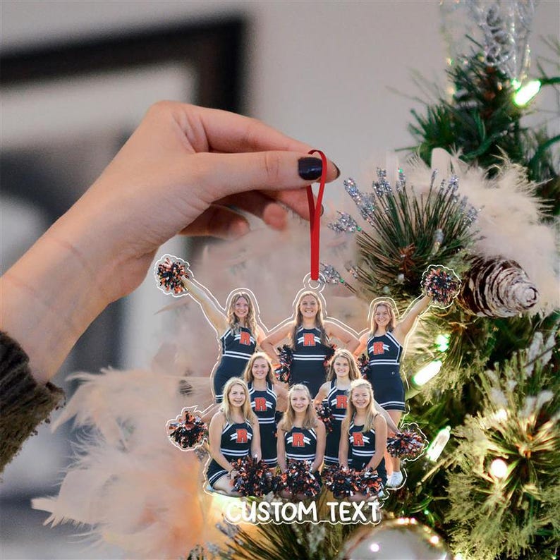 Custom Cheerleader Photo Ornament, Cheerleader Christmas Ornament, Acrylic Ornament, Cheer Team Gift, Gifts For Girls, Christmas Ornament