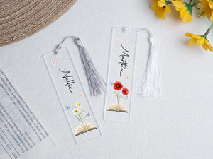 Acrylic Floral Bookmark with Tassel,Birth Flower Bookmark, , Mothers Day Gifts,Personalized Floral Bookmark for Women,Gift for Book Lover