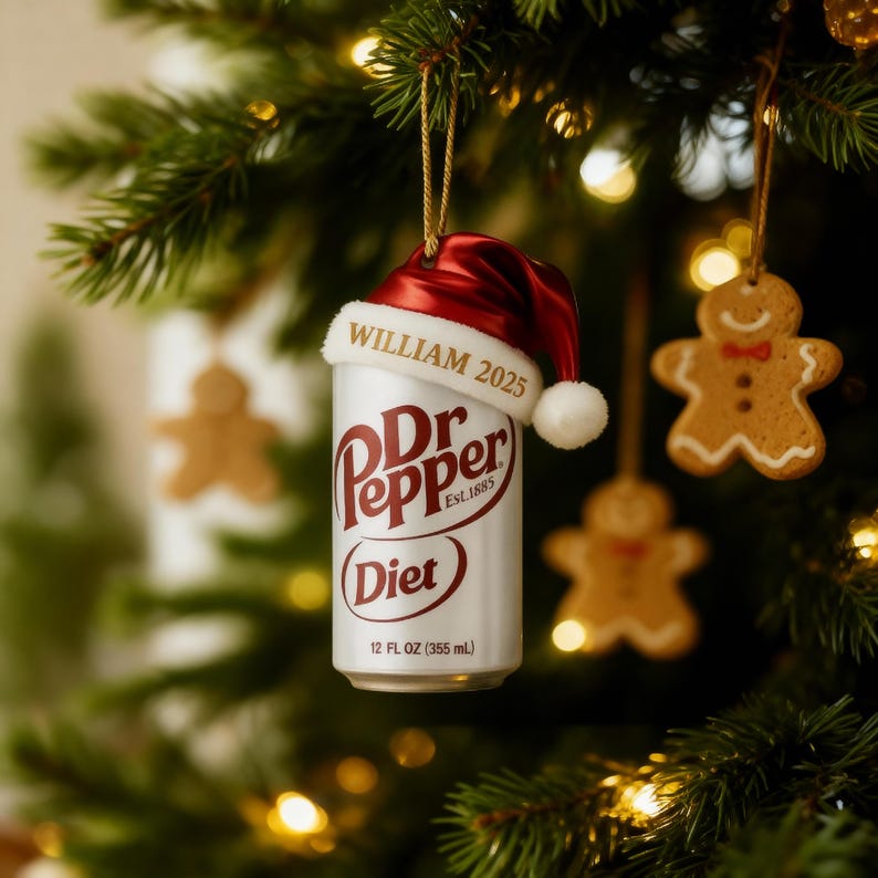Custom Dr Pepper Ornament 2025, Personalized Soda Lover Gift, Funny Christmas Tree Decoration