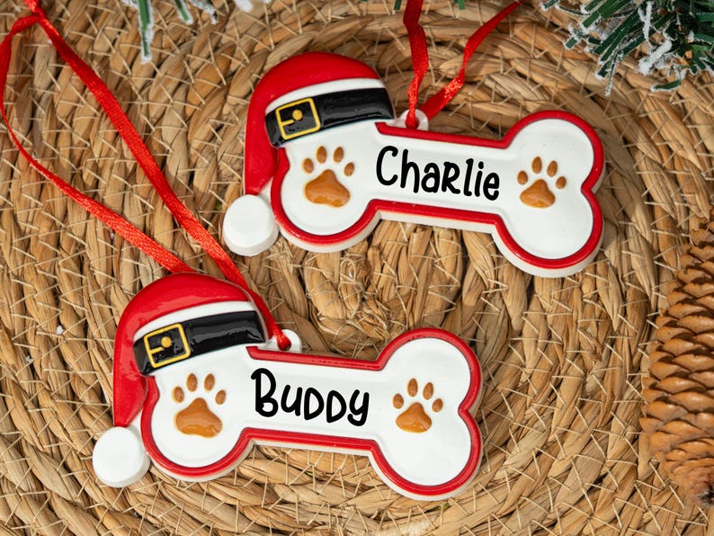 Custom Dog Paw Ornament,Personalized Pet Bone Xmas Decoration, New Puppy Gift 2025,Resin Christmas Tree Ornament for Dog Owner, Pet Keepsake