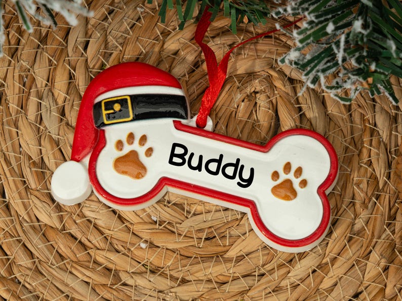 Custom Dog Paw Ornament,Personalized Pet Bone Xmas Decoration, New Puppy Gift 2025,Resin Christmas Tree Ornament for Dog Owner, Pet Keepsake