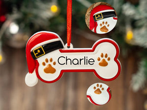 Custom Dog Paw Ornament,Personalized Pet Bone Xmas Decoration, New Puppy Gift 2025,Resin Christmas Tree Ornament for Dog Owner, Pet Keepsake
