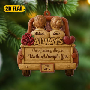 Personalized Wooden Couple Ornament Custom Always Car Ornament with Names, Wedding Anniversary Gift, Romantic Love Keepsake