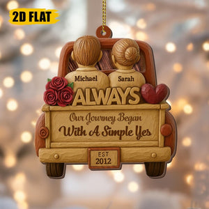 Personalized Wooden Couple Ornament Custom Always Car Ornament with Names, Wedding Anniversary Gift, Romantic Love Keepsake