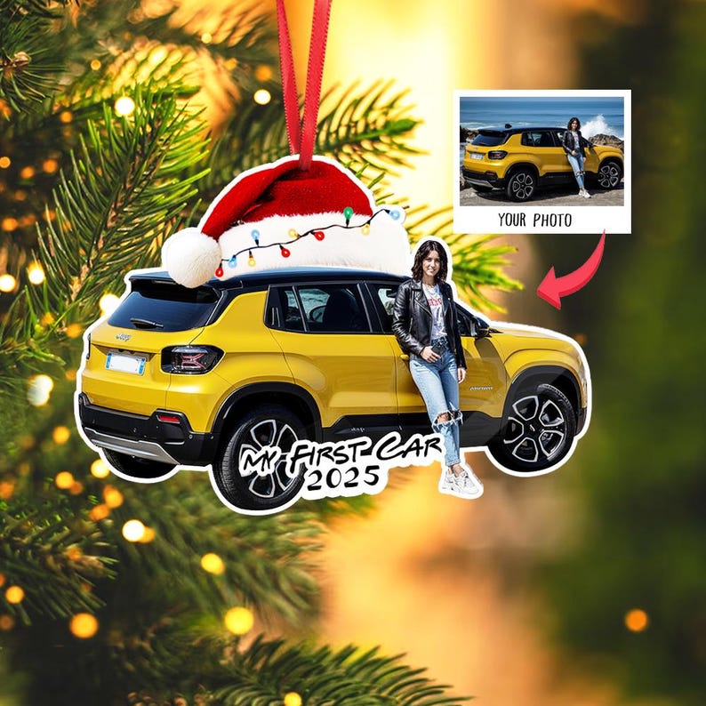 Personalized First Car Ornament, Custom Car Photo Ornament, New Driver Gift, My First Car Ornament, Graduation Gift, Car Lover Ornament