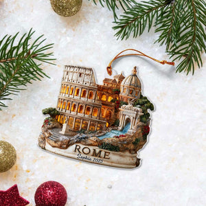Personalized Rome Italy Acrylic Ornament, Italian Ornament for Travelers, Europe Travel Vacation Decor, European Ornament