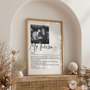 Personalised My Person Definition Print: Custom Photo Gift, Romantic Keepsake, Anniversary Boyfriend/Girlfriend Gift (No Frame)