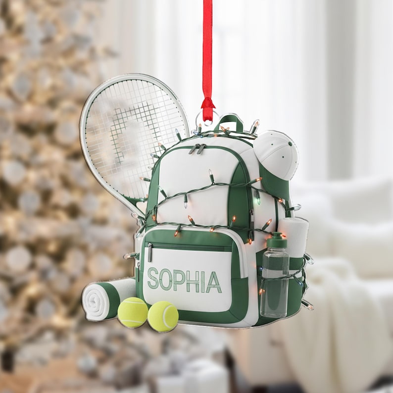 Custom Tennis Bag Ornament Name Sports Decor