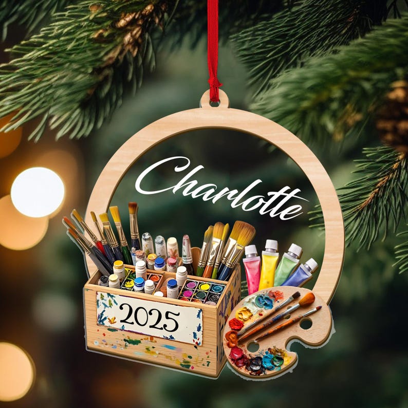 Personalized Artist Ornament 2 Layers Mixed (NOT 3D Model) Artist Gift, Art Teacher Ornament, Artist Girl Ornament, Painters Gift For Artist