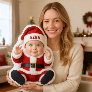 Custom Christmas Character Pillow with Name, Santa Elf Reindeer Gingerbread Plush Cushion, Personalized Xmas Gift for Children & Home Decor