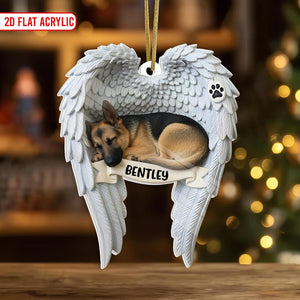German Shepherd Angel Wings Ornament, Custom Dog Loss Christmas Decoration, Pet Memory Gift, In Memory of Dog Ornament