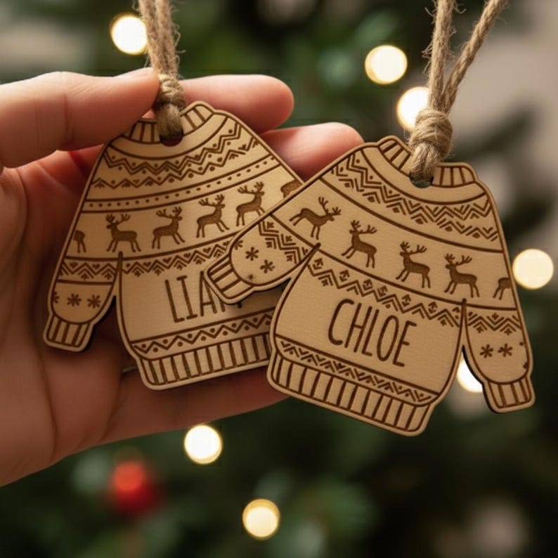 Personalized Ugly Christmas Sweater Ornament, Custom Name Xmas Decor, Funny Holiday Gift, Christmas Keepsake, Tree Ornament