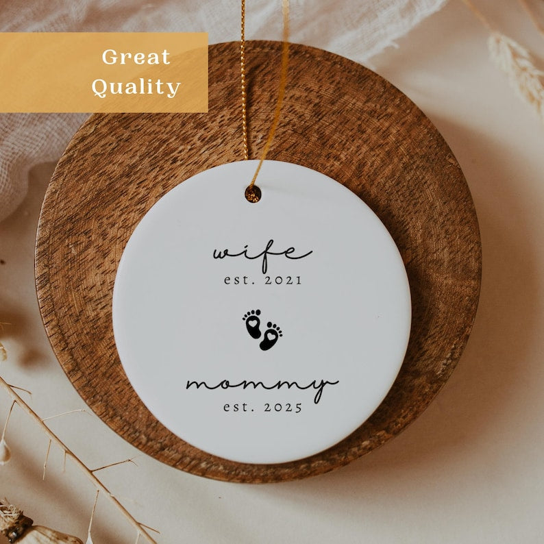 New Mom Christmas Ornament Personalized Baby Shower Gift For New Mom Keepsake Custom Push Present Mom Ornament Pregnancy Gift For Wife