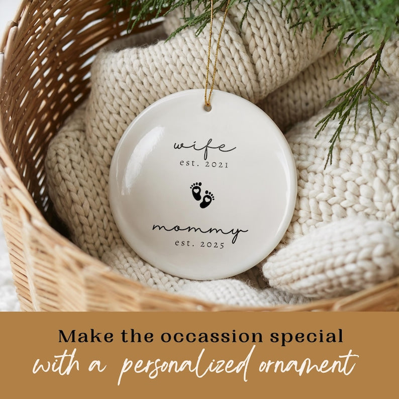 New Mom Christmas Ornament Personalized Baby Shower Gift For New Mom Keepsake Custom Push Present Mom Ornament Pregnancy Gift For Wife