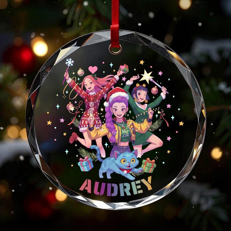Personalized Name Huntrix Ornament,KPOP Christmas Keepsake, Huntrix Ornament,Mira Rumi Zoey Ornament, Demon Hunters Custom Ornament