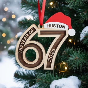 Custom Name Viral 67 Wood Ornament, Six Seven Ornament, Teen Slang Ornament, Funny Teenager Ornament, Christmas Santa 67 Ornament, Gen Z