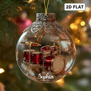 2D Flat Multi Music Instruments Acrylic Ornament Set Piano, Violin, Drum & Guitar Glass Ball Ornaments, Personalized Music Lover Gift