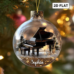 2D Flat Multi Music Instruments Acrylic Ornament Set Piano, Violin, Drum & Guitar Glass Ball Ornaments, Personalized Music Lover Gift